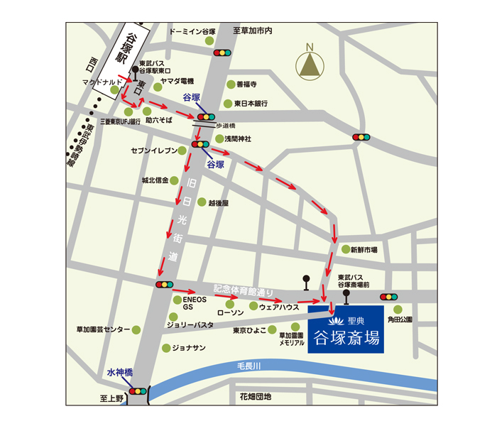 谷塚斎場MAP